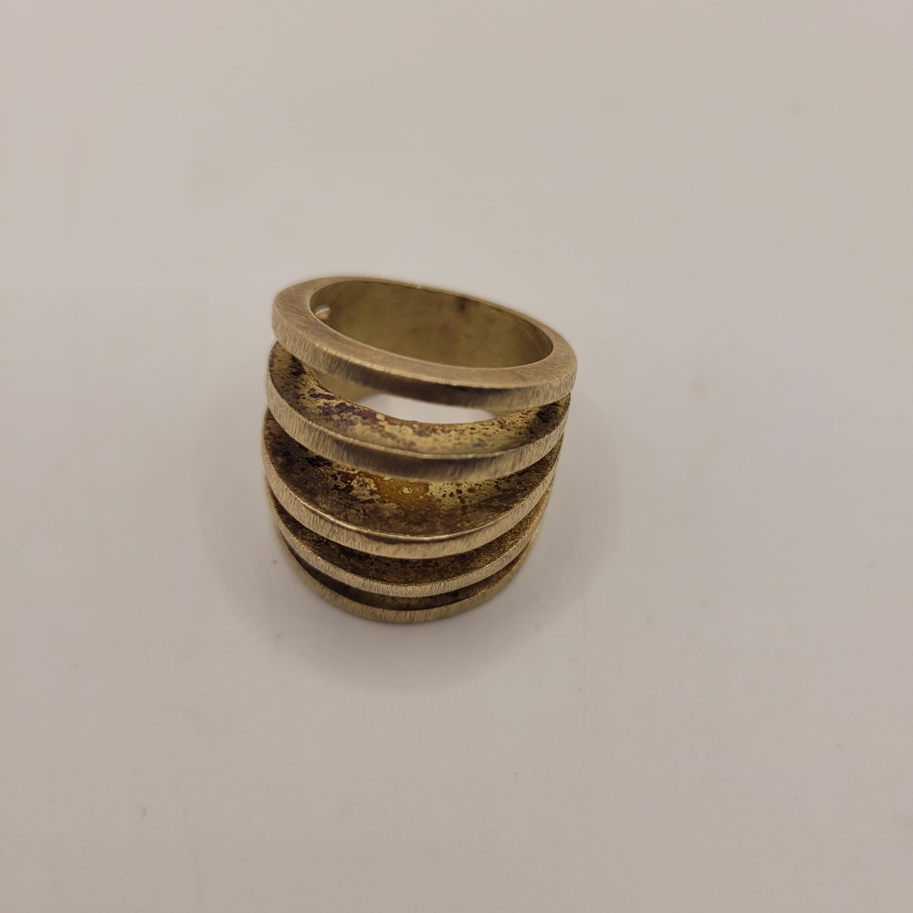 Brass Gold Tone Metal Abstract Ring